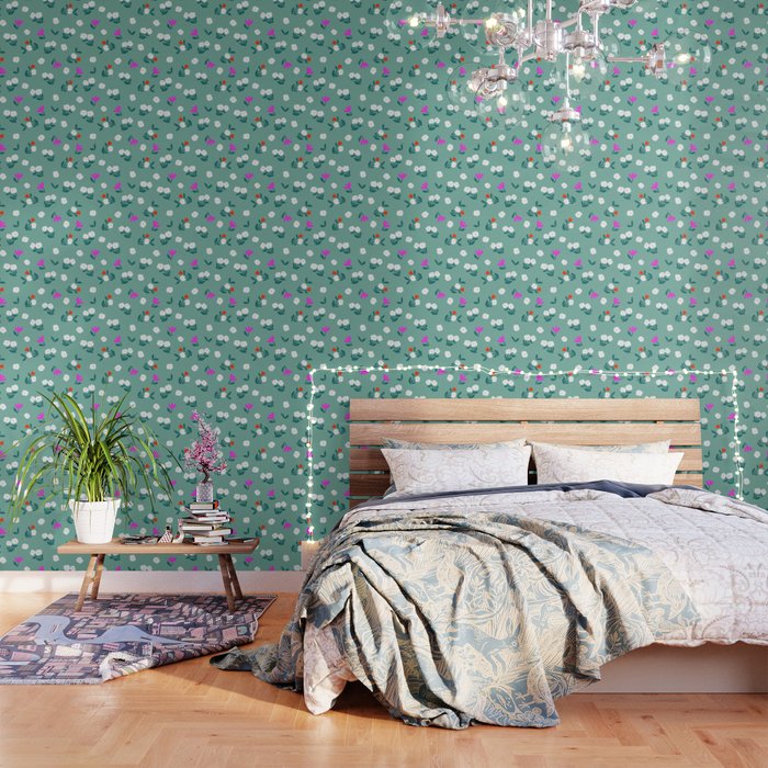 Dainty Blooms Pattern - Sage Green Wallpaper Gallery Image 1