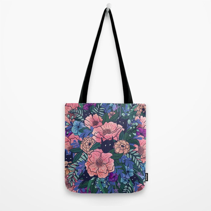 Wild Flowers (on Blue) Tote Bag Gallery Image 2