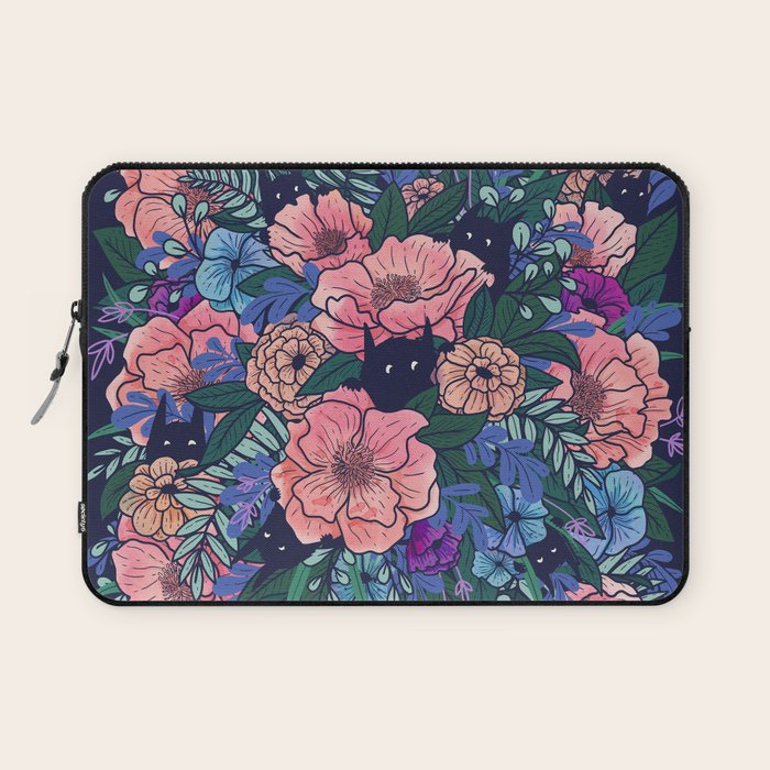 Wild Flowers (on Blue) Laptop Sleeve Gallery Image 1