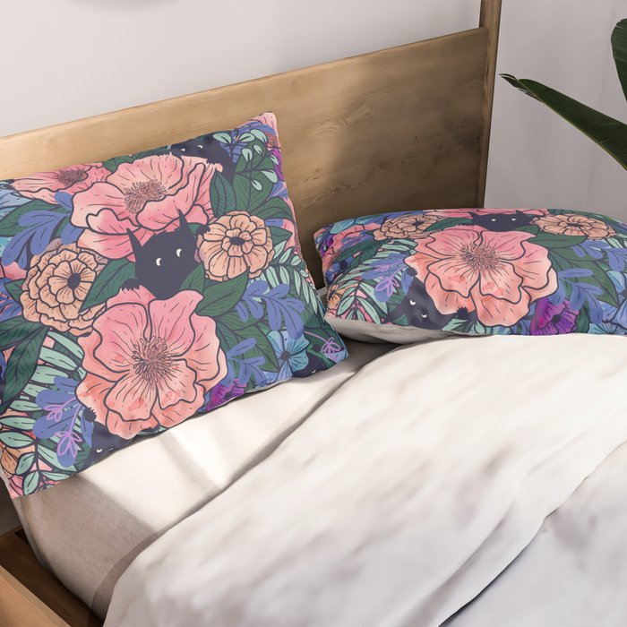 Wild Flowers (on Blue) Pillow Sham Gallery Image 2