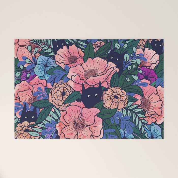Wild Flowers (on Blue) Welcome Mat Gallery Image 1