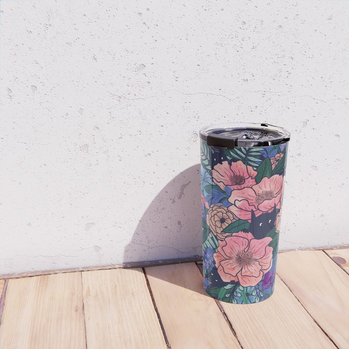Wild Flowers (on Blue) Travel Mug Gallery Image 4