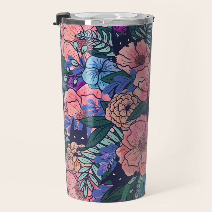 Wild Flowers (on Blue) Travel Mug Gallery Image 3