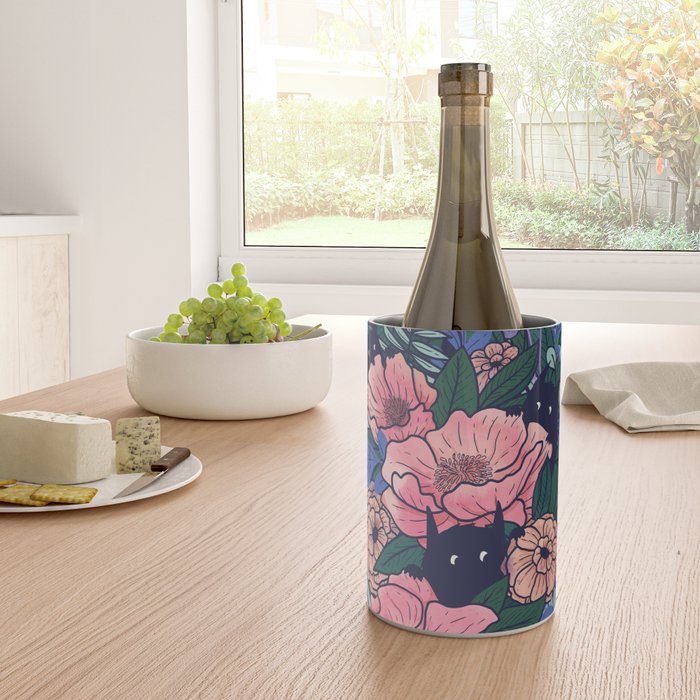 Wild Flowers (on Blue) Wine Chiller Gallery Image 4