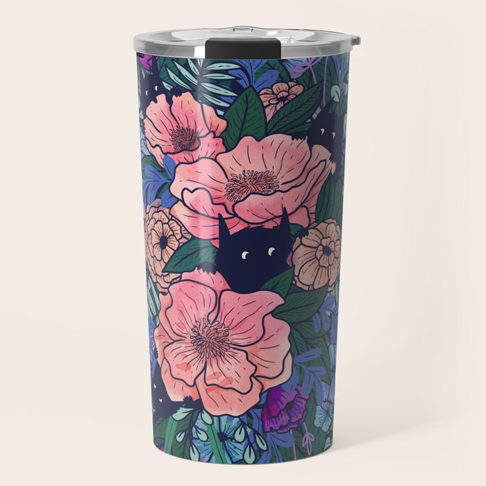 Wild Flowers (on Blue) Travel Mug Gallery Image 1