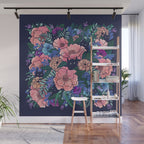 Wild Flowers (on Blue) Wall Mural Gallery Image 1