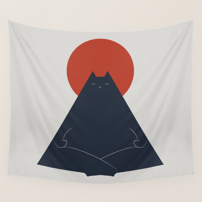 Cat Landscape 63: Meow-ditation Wall Tapestry Gallery Image 4