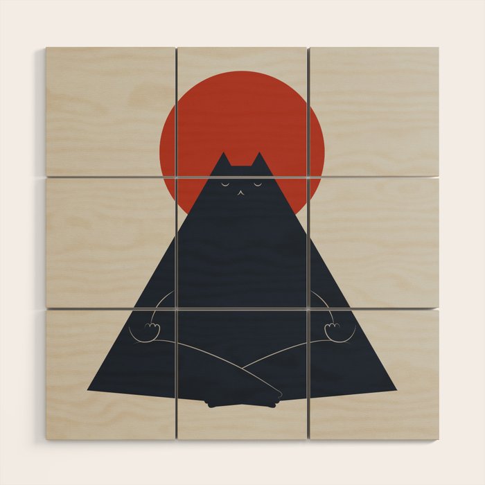 Cat Landscape 63: Meow-ditation Wood Wall Art Gallery Image 1