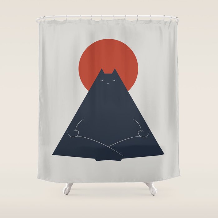 Cat Landscape 63: Meow-ditation Shower Curtain Gallery Image 1