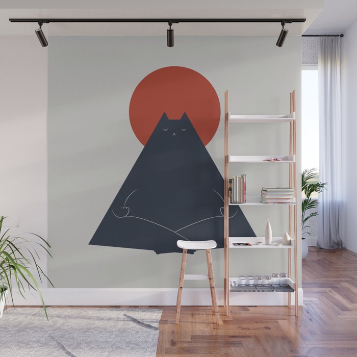 Cat Landscape 63: Meow-ditation Wall Mural Gallery Image 1