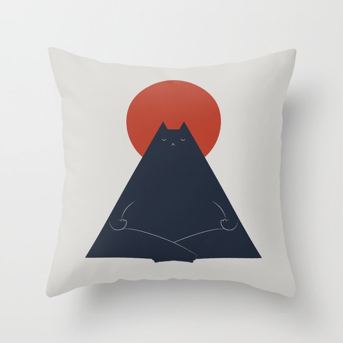 Cat Landscape 63: Meow-ditation Throw Pillow Gallery Image 1