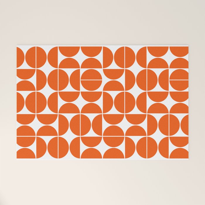 Mid Century Modern Geometric 04 Orange Welcome Mat Gallery Image 1