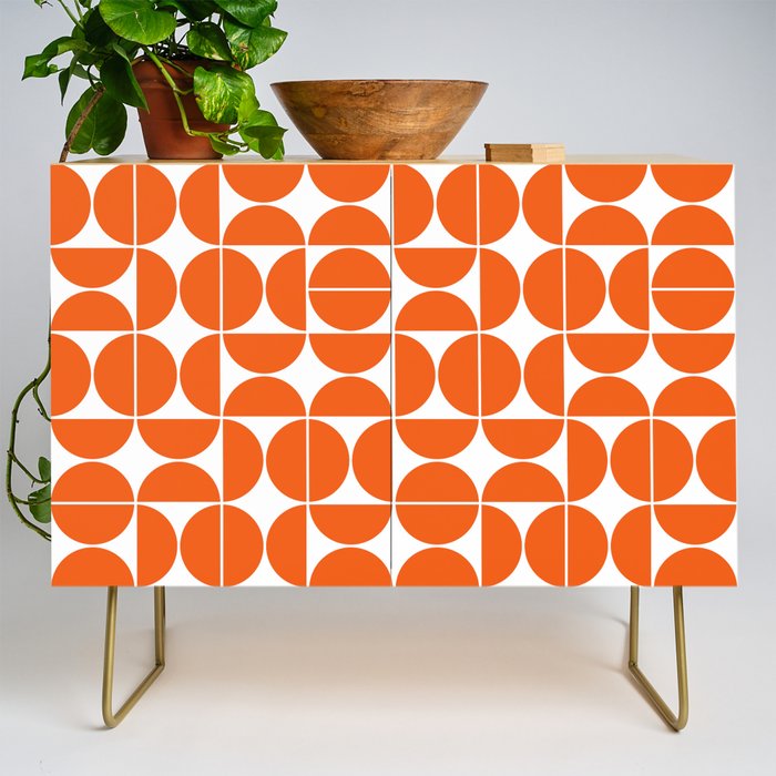 Mid Century Modern Geometric 04 Orange Credenza Gallery Image 1