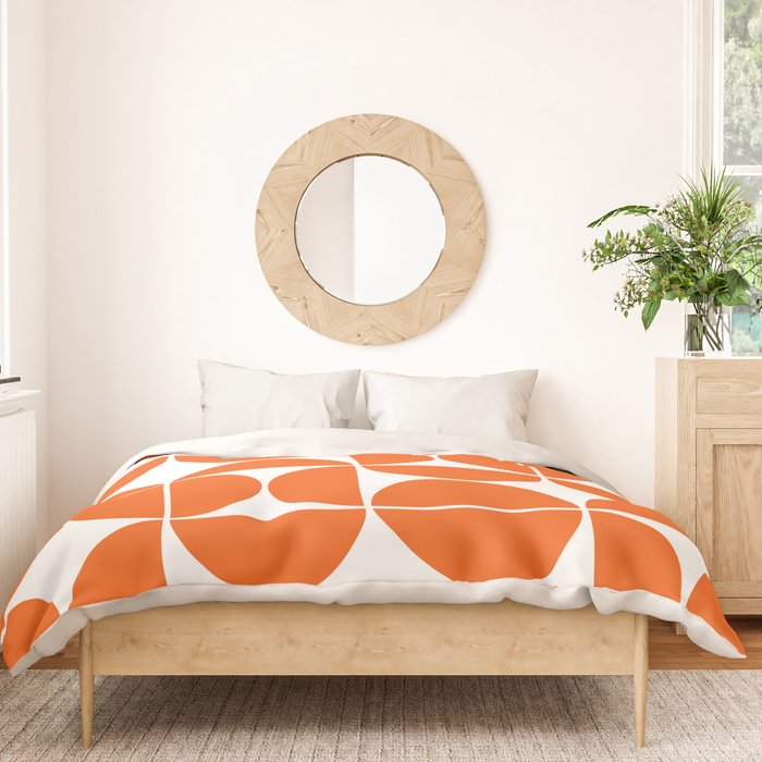 Mid Century Modern Geometric 04 Orange Duvet Cover Gallery Image 3