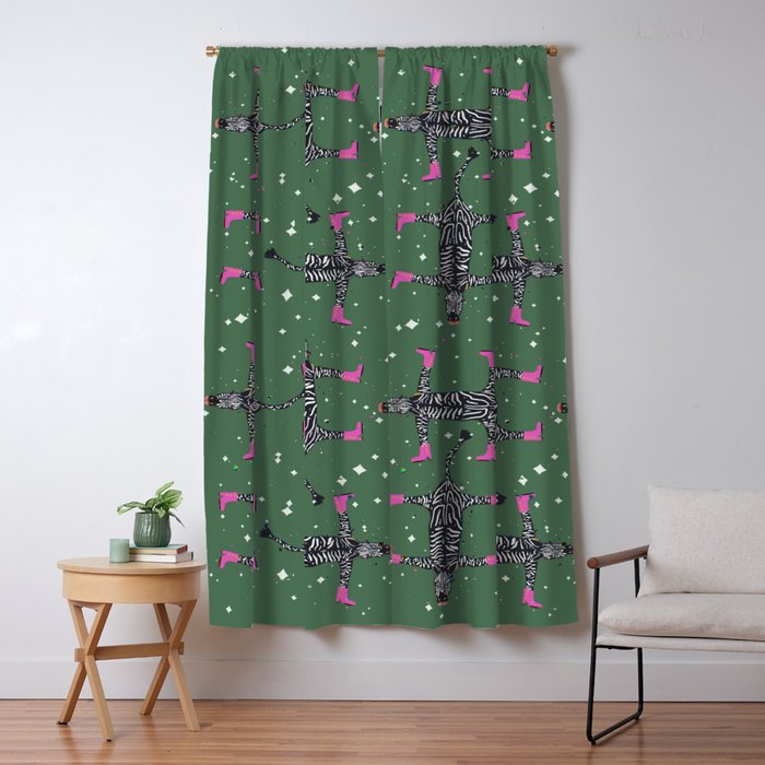 Cool zebras with fuchsia pink shoes and red lips illustration  Window Curtain Gallery Image 1