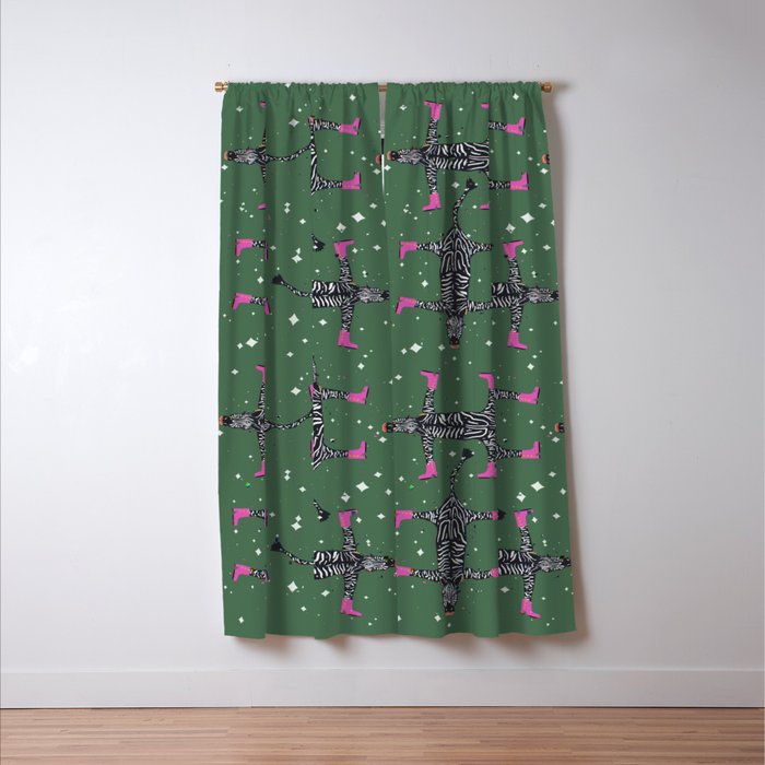 Cool zebras with fuchsia pink shoes and red lips illustration  Window Curtain Gallery Image 3