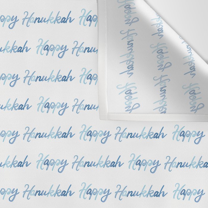 Blue Happy Hanukkah Hand Lettered Wall Tapestry Gallery Image 3