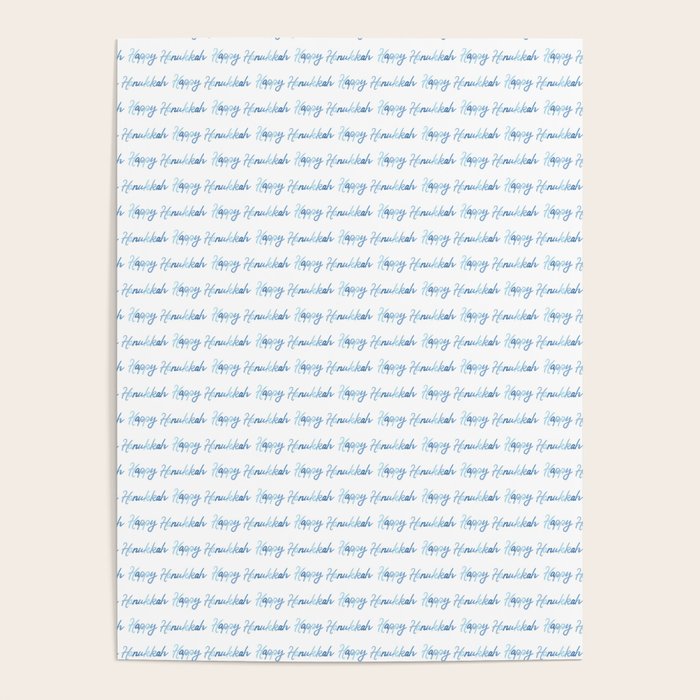 Blue Happy Hanukkah Hand Lettered Poster Gallery Image 4