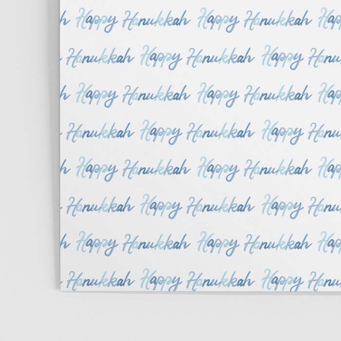 Blue Happy Hanukkah Hand Lettered Poster Gallery Image 3