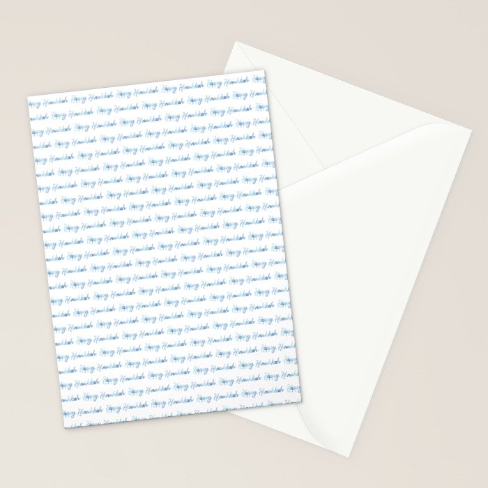 Blue Happy Hanukkah Hand Lettered Stationery Card Gallery Image 2