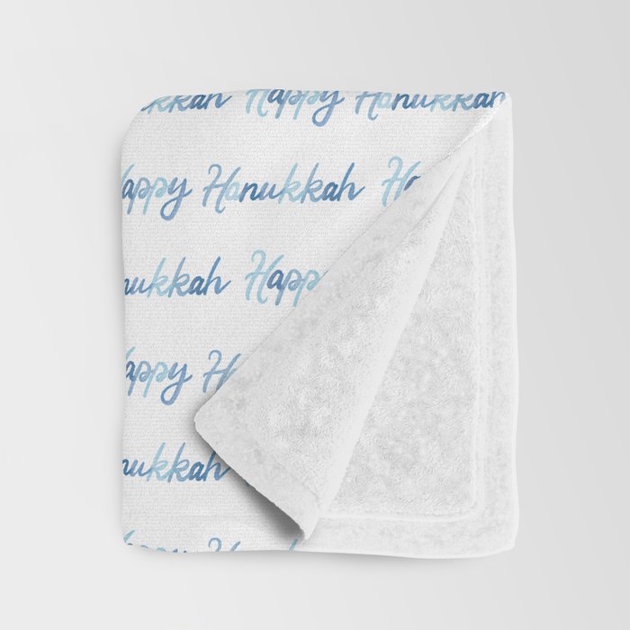 Blue Happy Hanukkah Hand Lettered Throw Blanket Gallery Image 3