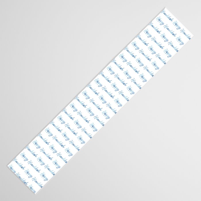 Blue Happy Hanukkah Hand Lettered Table Runner Gallery Image 3