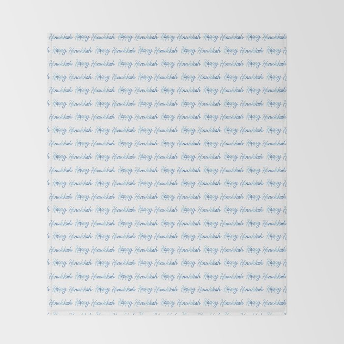 Blue Happy Hanukkah Hand Lettered Throw Blanket Gallery Image 2