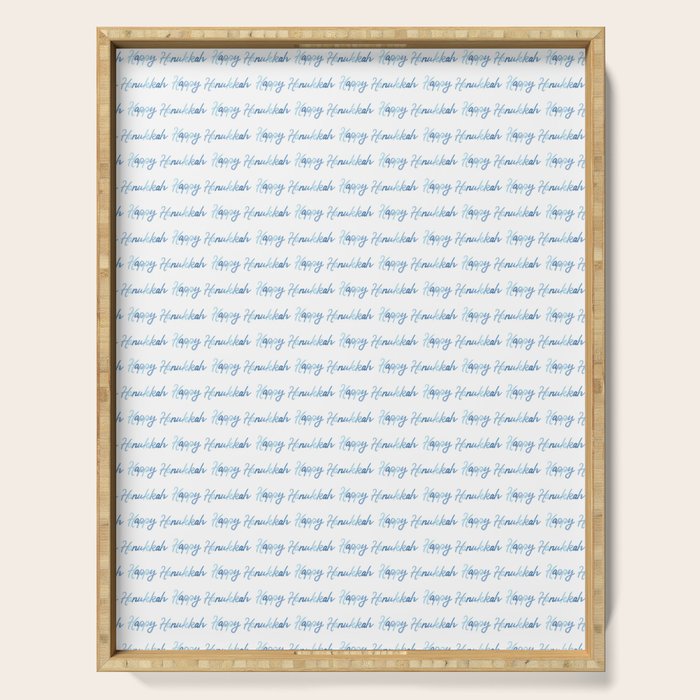 Blue Happy Hanukkah Hand Lettered Serving Tray Gallery Image 1
