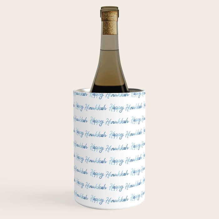 Blue Happy Hanukkah Hand Lettered Wine Chiller Gallery Image 3