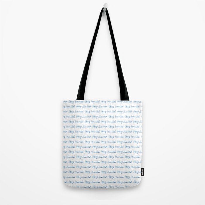 Blue Happy Hanukkah Hand Lettered Tote Bag Gallery Image 2