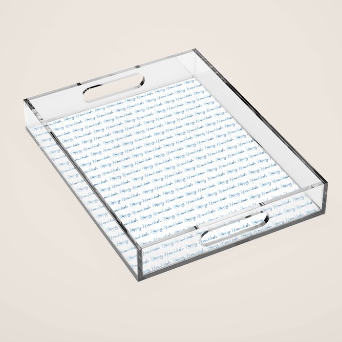 Blue Happy Hanukkah Hand Lettered Acrylic Tray Gallery Image 1