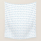 Blue Happy Hanukkah Hand Lettered Wall Tapestry Gallery Image 4
