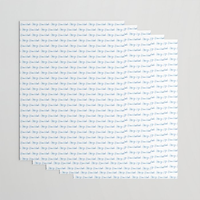 Blue Happy Hanukkah Hand Lettered Wrapping Paper Gallery Image 3