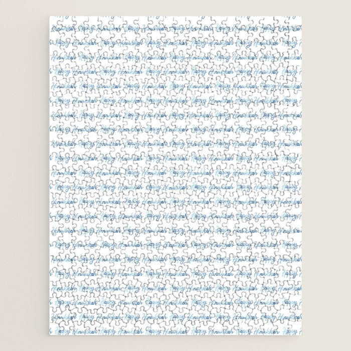 Blue Happy Hanukkah Hand Lettered Jigsaw Puzzle Gallery Image 1