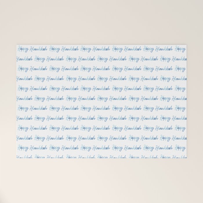 Blue Happy Hanukkah Hand Lettered Welcome Mat Gallery Image 1