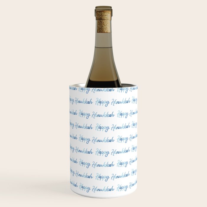 Blue Happy Hanukkah Hand Lettered Wine Chiller Gallery Image 2