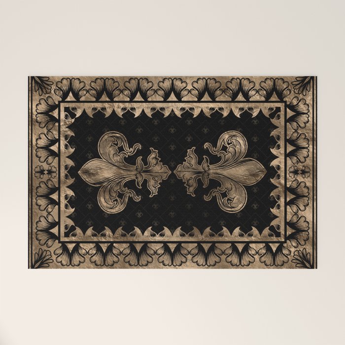 Fleur-de-lis - Black and Gold #1 Welcome Mat Gallery Image 1