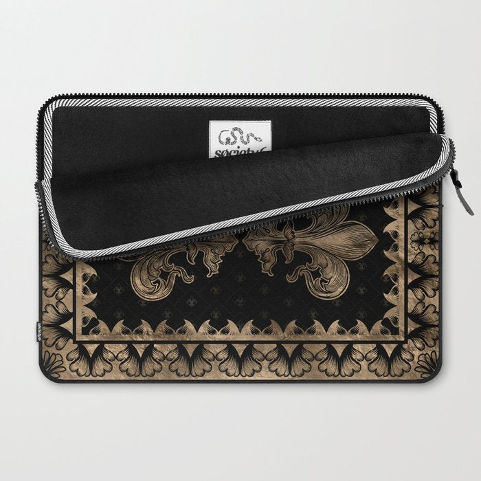 Fleur-de-lis - Black and Gold #1 Laptop Sleeve Gallery Image 2