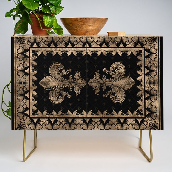 Fleur-de-lis - Black and Gold #1 Credenza Gallery Image 1