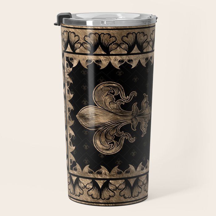 Fleur-de-lis - Black and Gold #1 Travel Mug Gallery Image 3