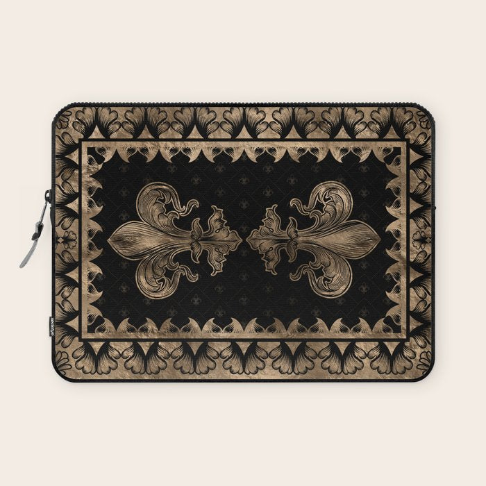 Fleur-de-lis - Black and Gold #1 Laptop Sleeve Gallery Image 1