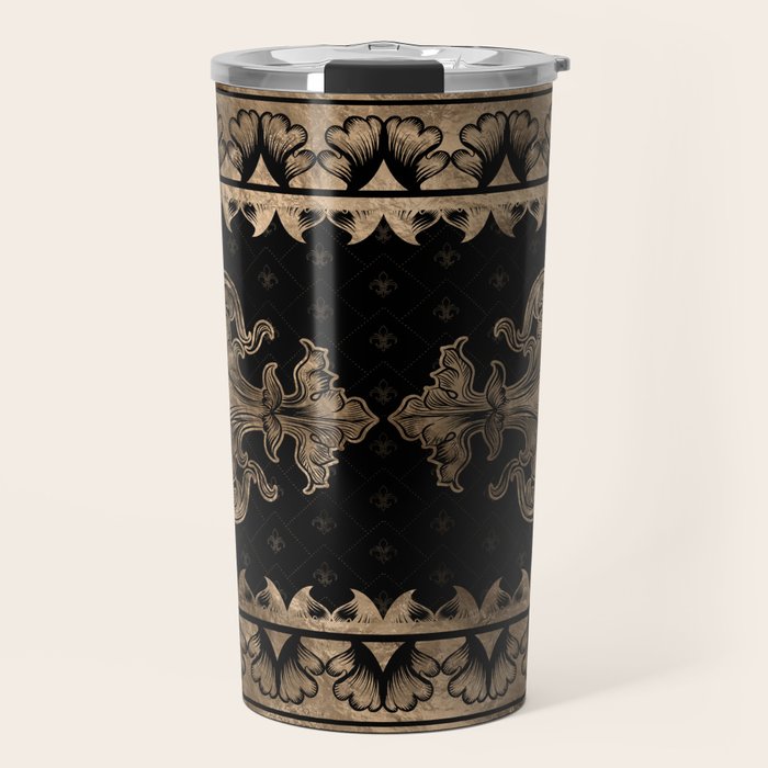 Fleur-de-lis - Black and Gold #1 Travel Mug Gallery Image 1