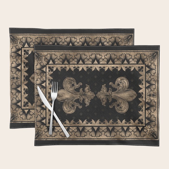 Fleur-de-lis - Black and Gold #1 Placemat Gallery Image 1