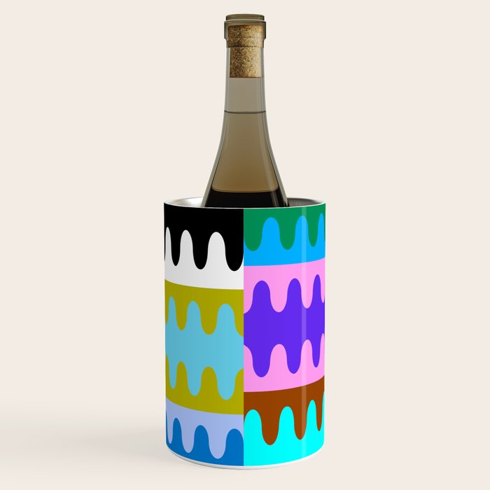 Funky Modern Wavy Shapes 2.0 | Color Block Pattern Wine Chiller Gallery Image 1