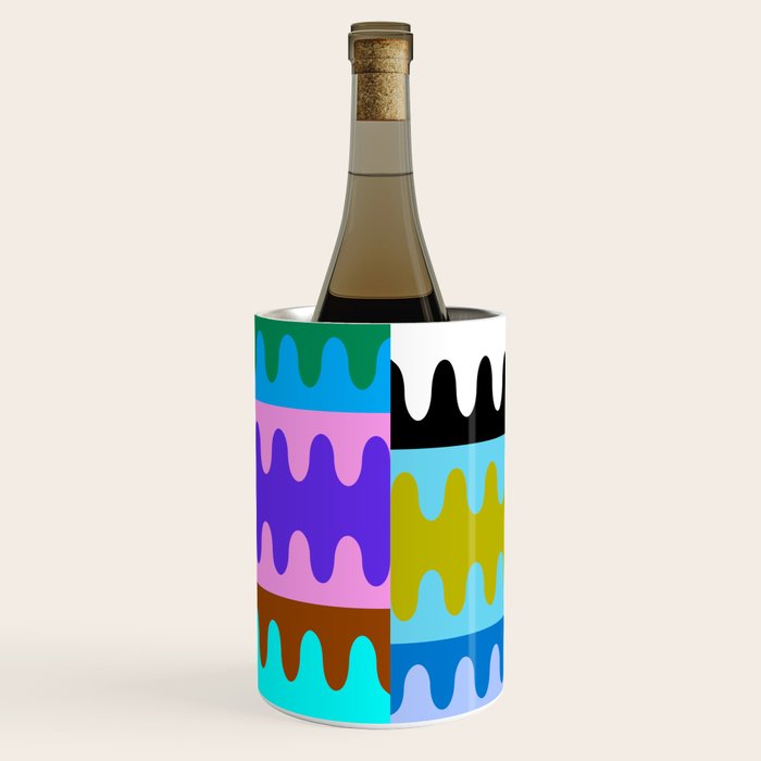 Funky Modern Wavy Shapes 2.0 | Color Block Pattern Wine Chiller Gallery Image 3