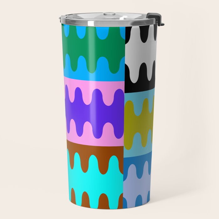 Funky Modern Wavy Shapes 2.0 | Color Block Pattern Travel Mug Gallery Image 2