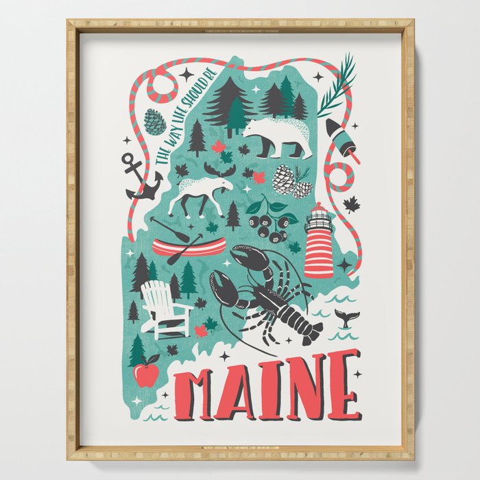 Maine Map Serving Tray Gallery Image 1