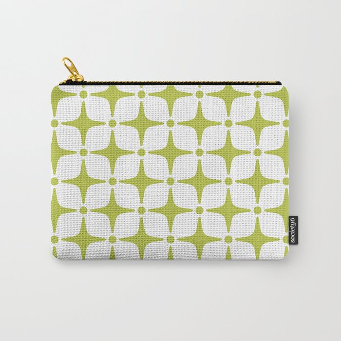 Mid Century Modern Star Pattern Chartreuse Green Carry All Pouch Gallery Image 1