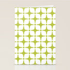 Mid Century Modern Star Pattern Chartreuse Green Stationery Card Gallery Image 2