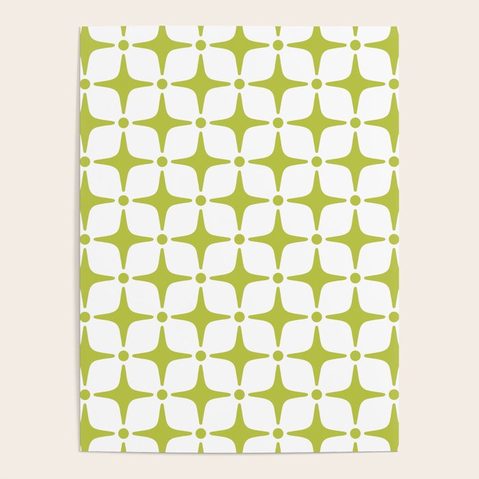 Mid Century Modern Star Pattern Chartreuse Green Poster Gallery Image 4